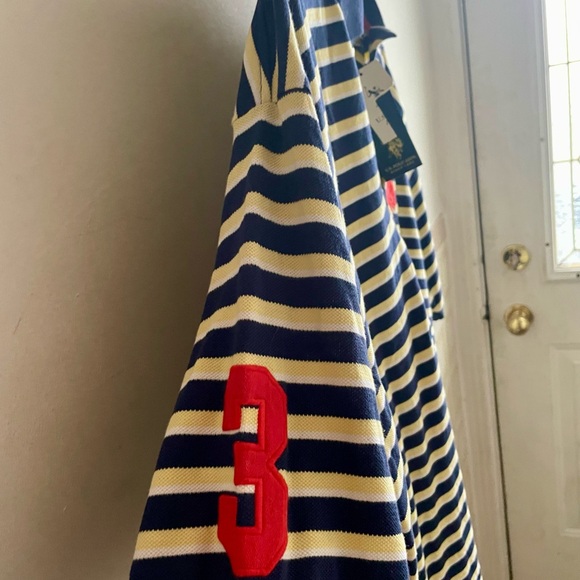 U.S. Polo Assn. Navy, Yellow and White Men’s Striped Polo Shirt, Size XXL, NWT. - Picture 4 of 7